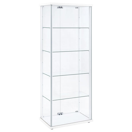Delphinium White 4-Shelf Clear Glass Curio Display Cabinet by Coaster at Eve Furniture