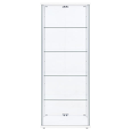 Delphinium White 4-Shelf Clear Glass Curio Display Cabinet by Coaster at Eve Furniture