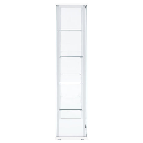 Delphinium White 4-Shelf Clear Glass Curio Display Cabinet by Coaster at Eve Furniture