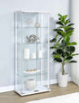 Delphinium White 4-Shelf Clear Glass Curio Display Cabinet by Coaster at Eve Furniture