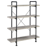 Delray Gray Driftwood/Black 4-Tier Open Shelving Bookcase