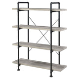 Delray Gray Driftwood/Black 4-Tier Open Shelving Bookcase