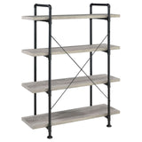 Delray Gray Driftwood/Black 4-Tier Open Shelving Bookcase