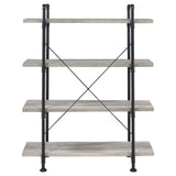 Delray Gray Driftwood/Black 4-Tier Open Shelving Bookcase