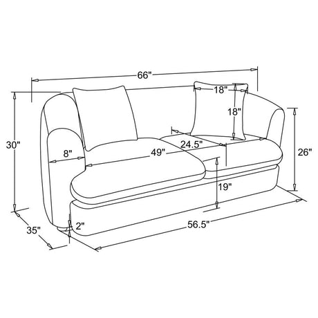 Delroy 2-Seat Stationary Loveseat Aubergine Polyester Upholstery by Coaster at Eve Furniture