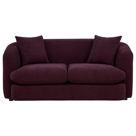 Delroy 2-Seat Stationary Loveseat Aubergine Polyester Upholstery by Coaster at Eve Furniture