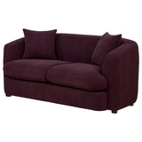 Delroy 2-Seat Stationary Loveseat Aubergine Polyester Upholstery by Coaster at Eve Furniture