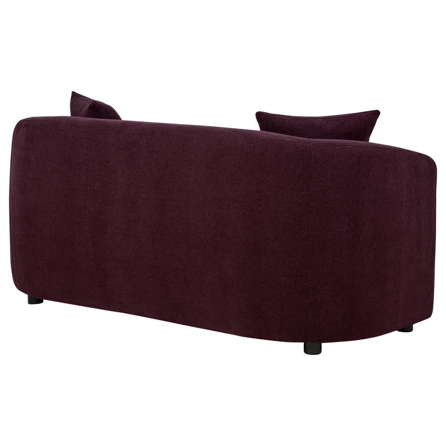 Delroy 2-Seat Stationary Loveseat Aubergine Polyester Upholstery by Coaster at Eve Furniture