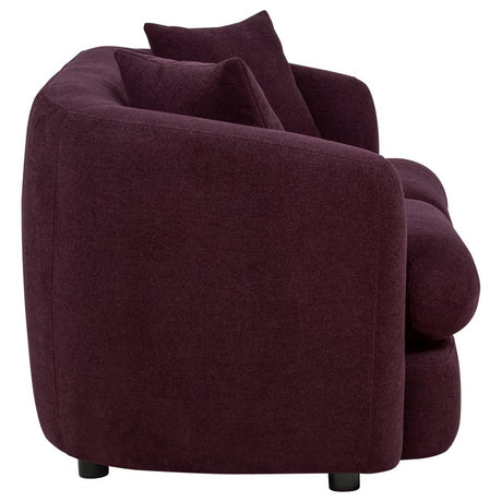 Delroy 2-Seat Stationary Loveseat Aubergine Polyester Upholstery by Coaster at Eve Furniture