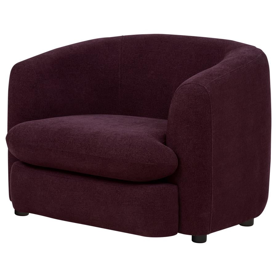 Delroy Stationary Accent Chair Aubergine Polyester Upholstery by Coaster at Eve Furniture
