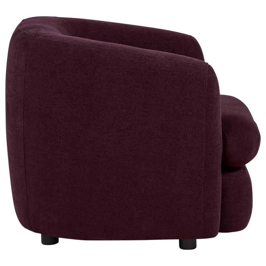 Delroy Stationary Accent Chair Aubergine Polyester Upholstery by Coaster at Eve Furniture