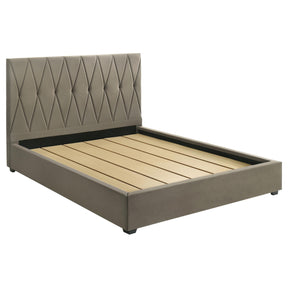 Delsea Light Brown Upholstered Eastern King Platform Bed by Coaster at Eve Furniture
