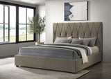 Delsea Light Brown Upholstered Eastern King Platform Bed by Coaster at Eve Furniture