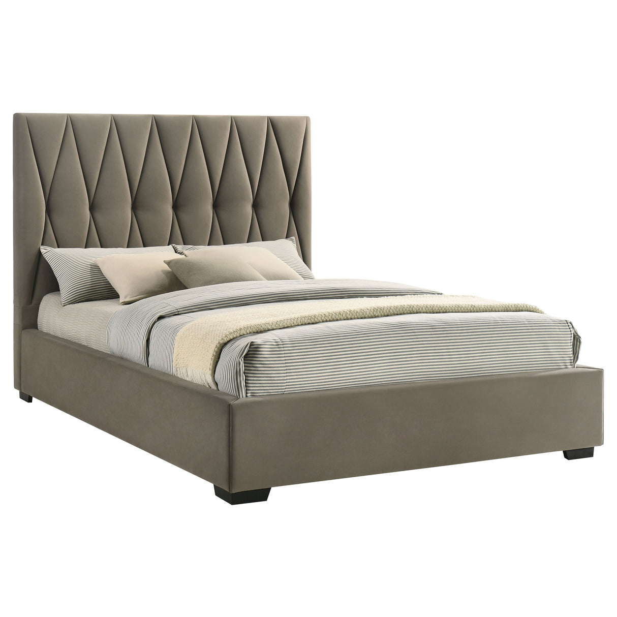 Delsea Light Brown Upholstered Queen Panel Platform Bed by Coaster at Eve Furniture