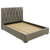 Delsea Light Brown Upholstered Queen Panel Platform Bed by Coaster at Eve Furniture