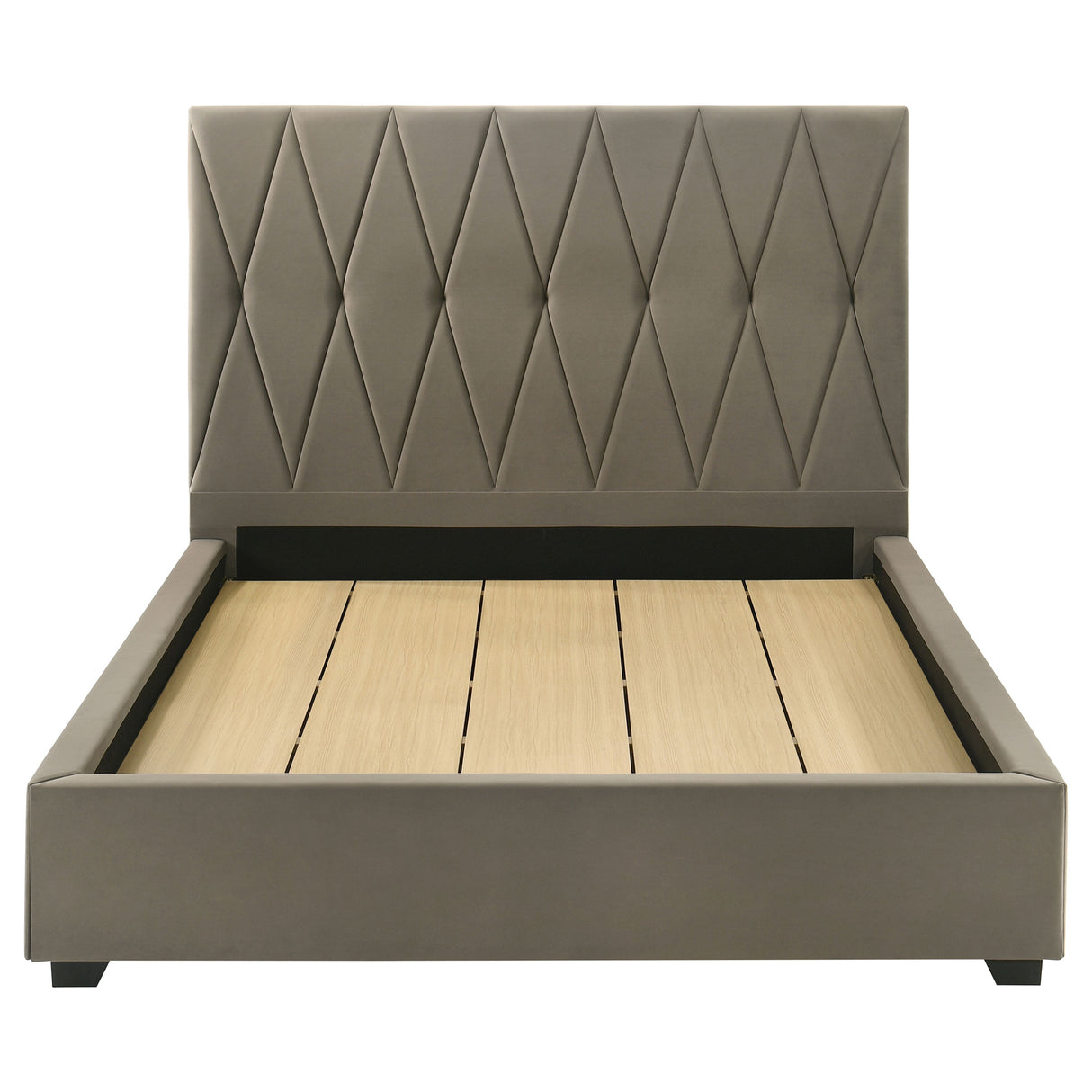 Delsea Light Brown Upholstered Queen Panel Platform Bed by Coaster at Eve Furniture