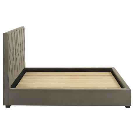 Delsea Light Brown Upholstered Queen Panel Platform Bed by Coaster at Eve Furniture