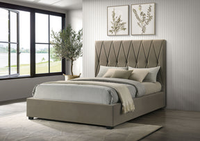 Delsea Light Brown Upholstered Queen Panel Platform Bed by Coaster at Eve Furniture