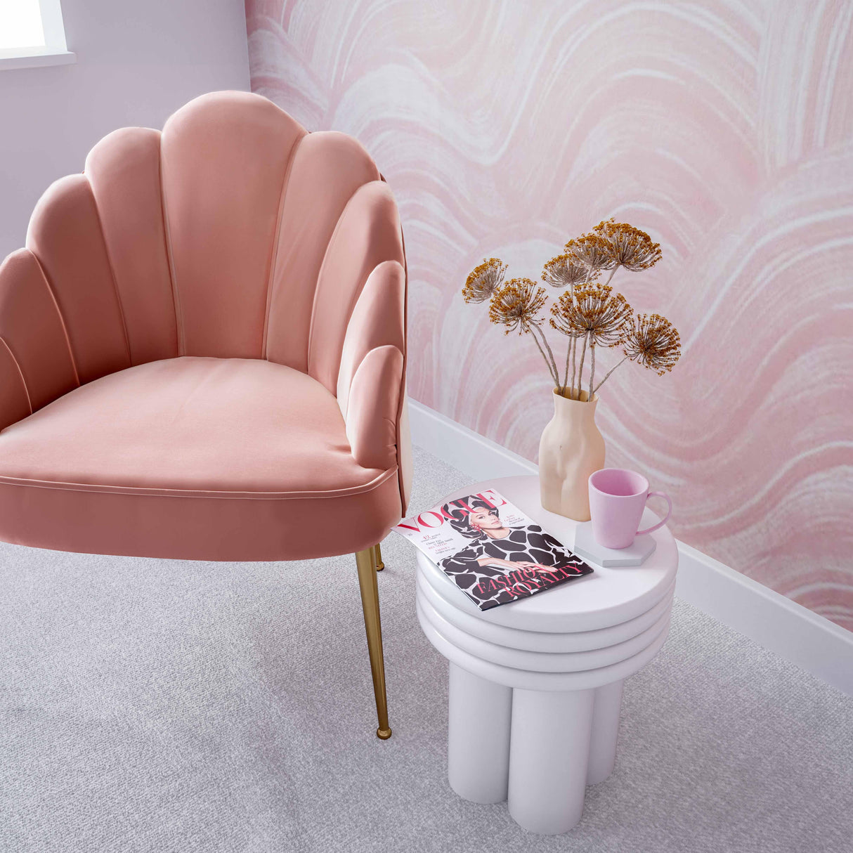 Delta Ivory Concrete Side Table by TOV Furniture at Eve Furniture