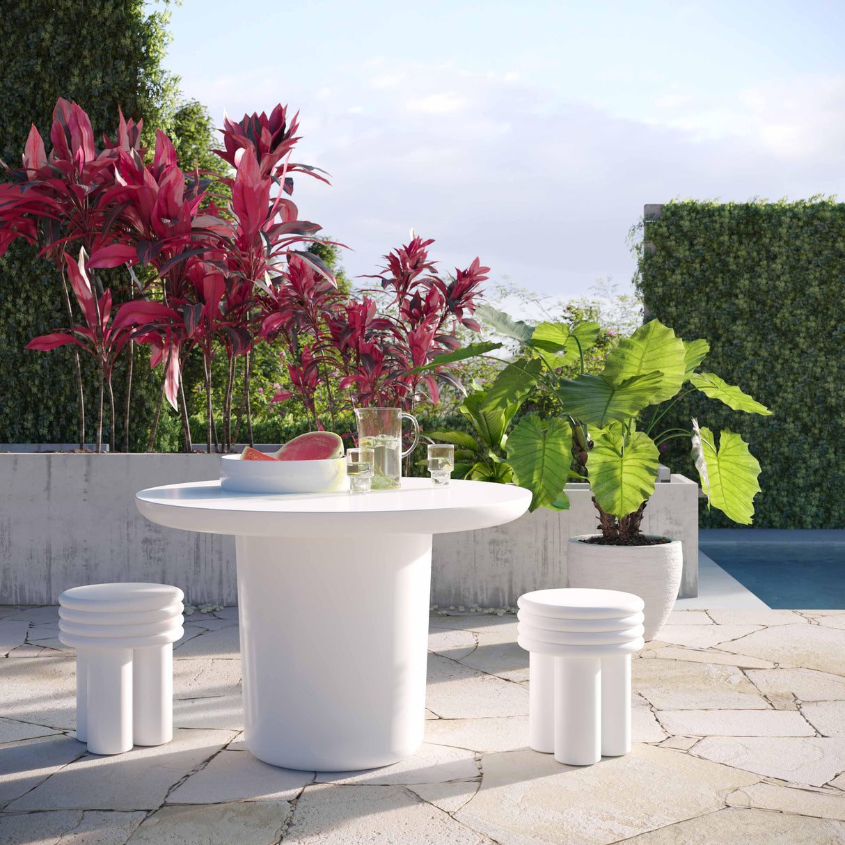Delta Ivory Concrete Side Table by TOV Furniture at Eve Furniture