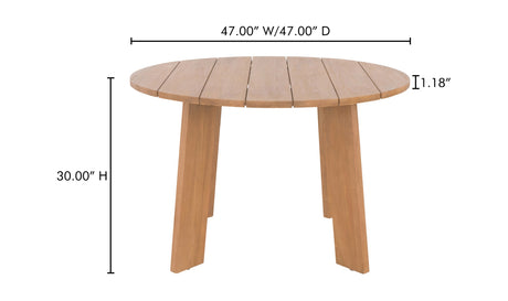 Delta Round Outdoor Dining Table Natural by Moe's Home at Eve Furniture