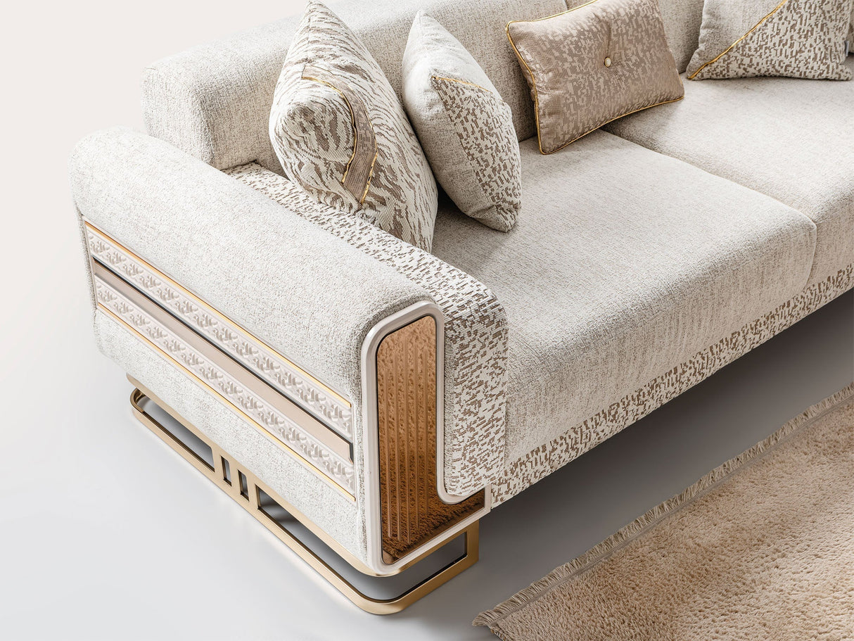 Delux 3-pieces (Sofa & Loveseat & Chair) Livingroom Set in Cream by Furnia at Eve Furniture