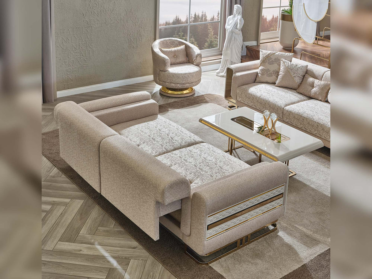 Delux Convertible Loveseat Cream by Furnia at Eve Furniture