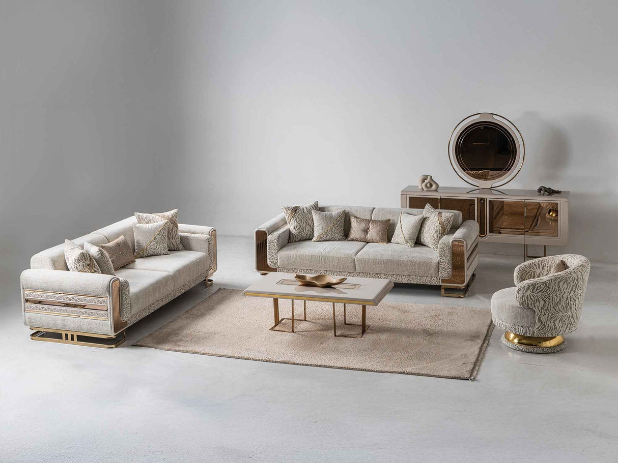 Delux Convertible Loveseat Cream by Furnia at Eve Furniture
