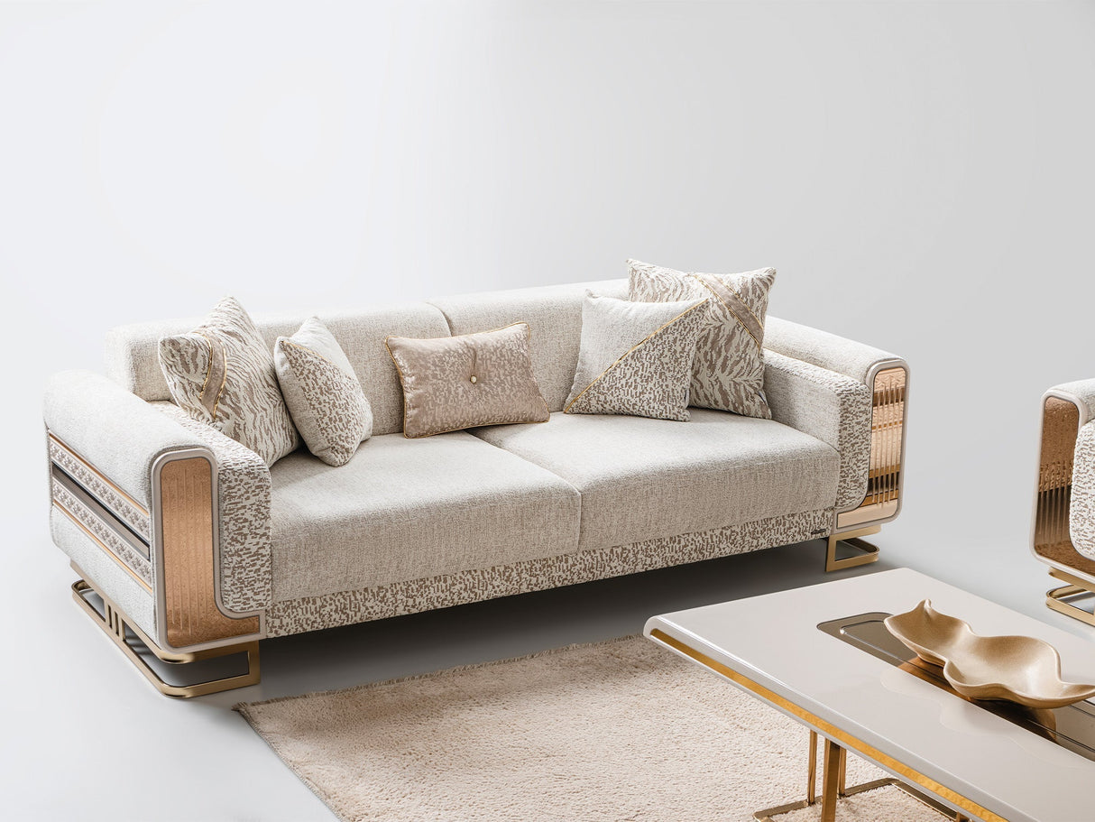 Delux Convertible Sofa in Cream by Furnia at Eve Furniture