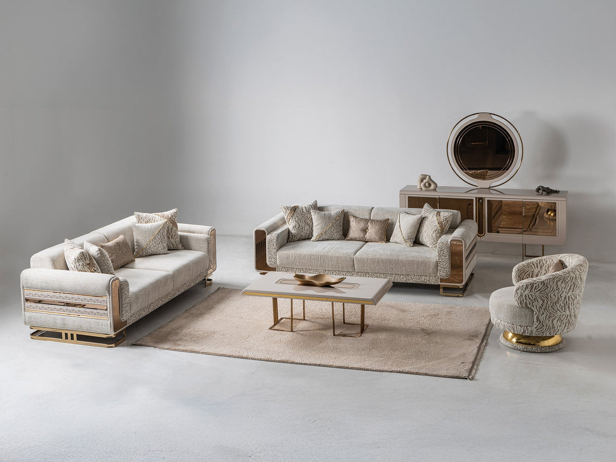 Delux Convertible Sofa in Cream by Furnia at Eve Furniture