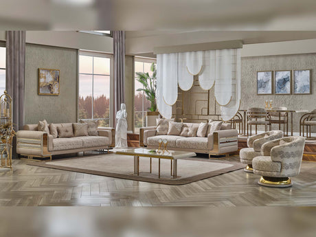 Delux Cream 3-pieces (Sofa & Loveseat & Chair) Living Room Set by Furnia at Eve Furniture