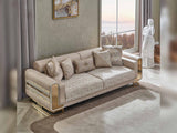 Delux Cream Convertible Loveseat by Furnia at Eve Furniture