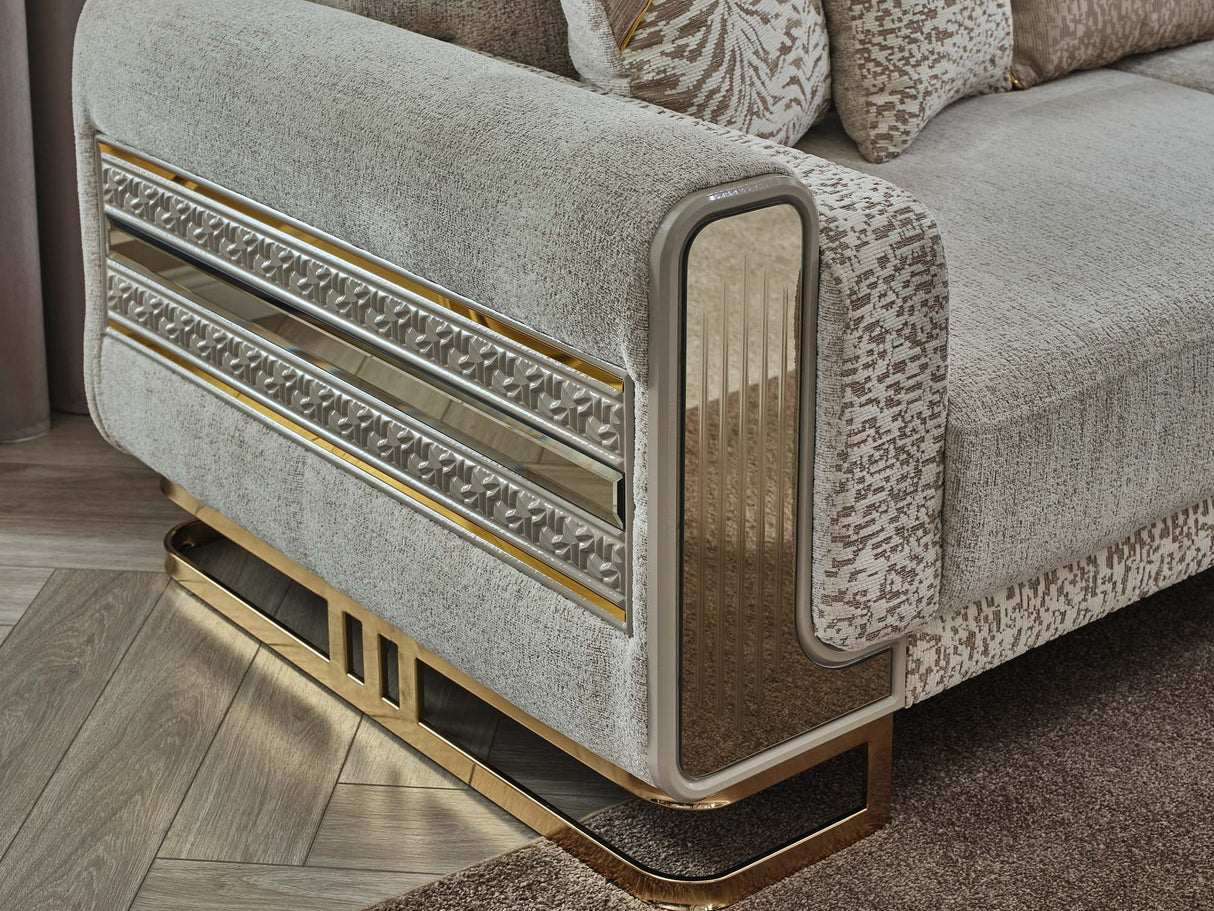 Delux Cream Convertible Loveseat by Furnia at Eve Furniture