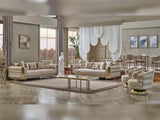Delux Cream Convertible Loveseat by Furnia at Eve Furniture