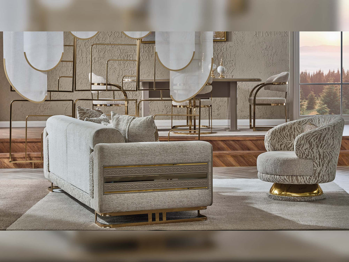 Delux Cream Convertible Loveseat by Furnia at Eve Furniture
