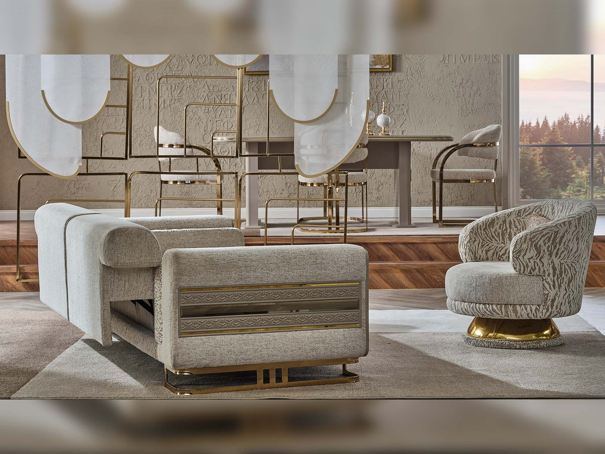 Delux Cream Convertible Loveseat by Furnia at Eve Furniture