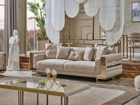 Delux Cream Convertible Loveseat by Furnia at Eve Furniture