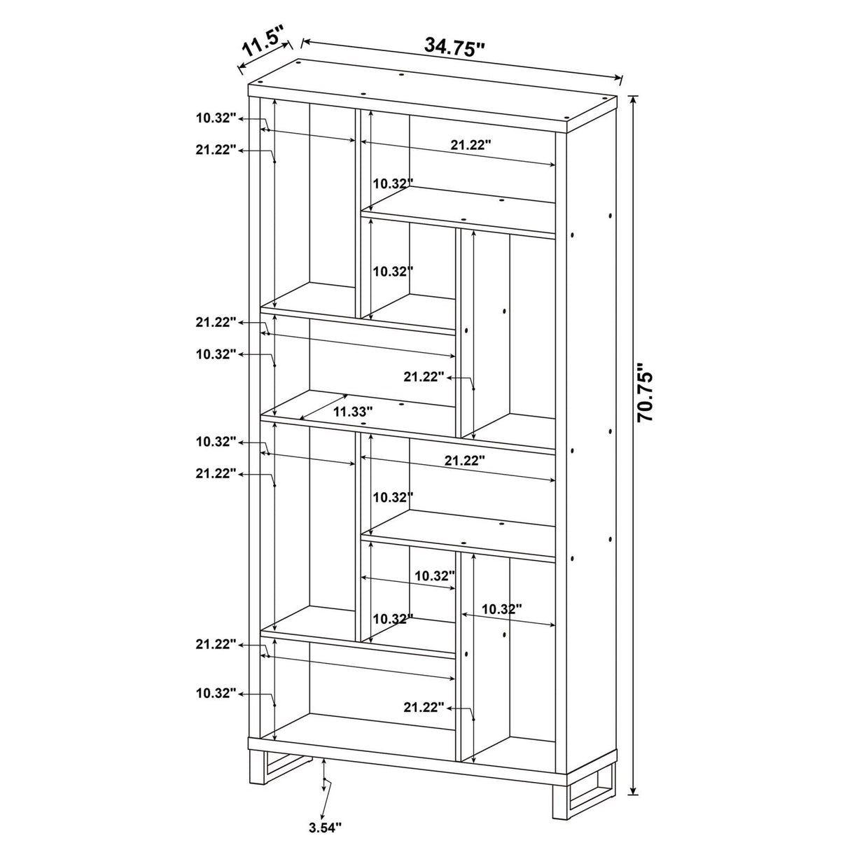 Delwin Antique Nutmeg 10-Shelf Bookcase