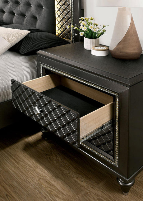 Demetria Metallic Gray Night Stand by Furniture of America at Eve Furniture