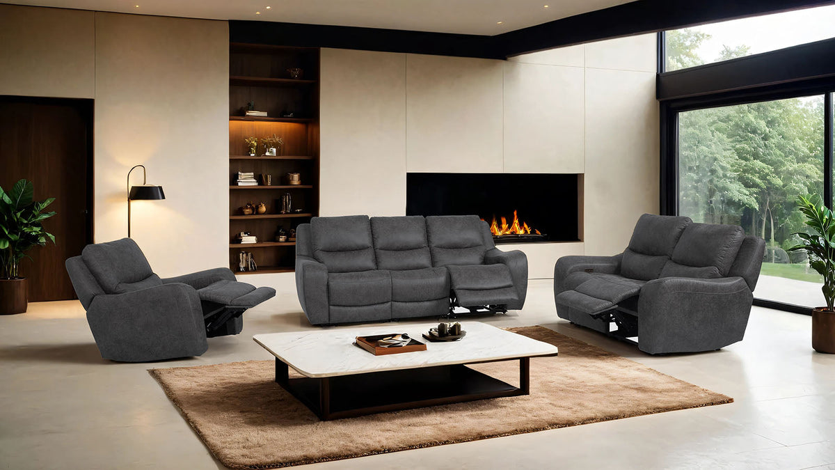 Demetrius Dark Gray Power Reclining Sofa by Furniture of America at Eve Furniture