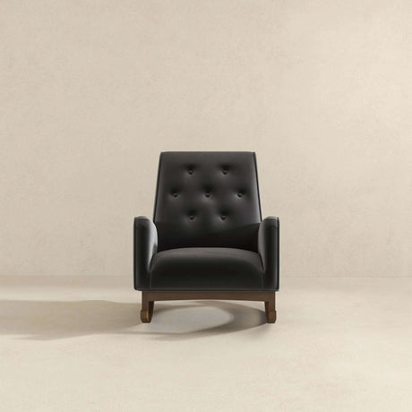 Demetrius Dark Grey Fabric Solid Wood Rocking Chair by Ashcroft Furniture at Eve Furniture