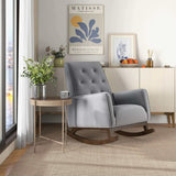 Demetrius Light Grey Fabric Solid Wood Rocking Chair by Ashcroft Furniture at Eve Furniture