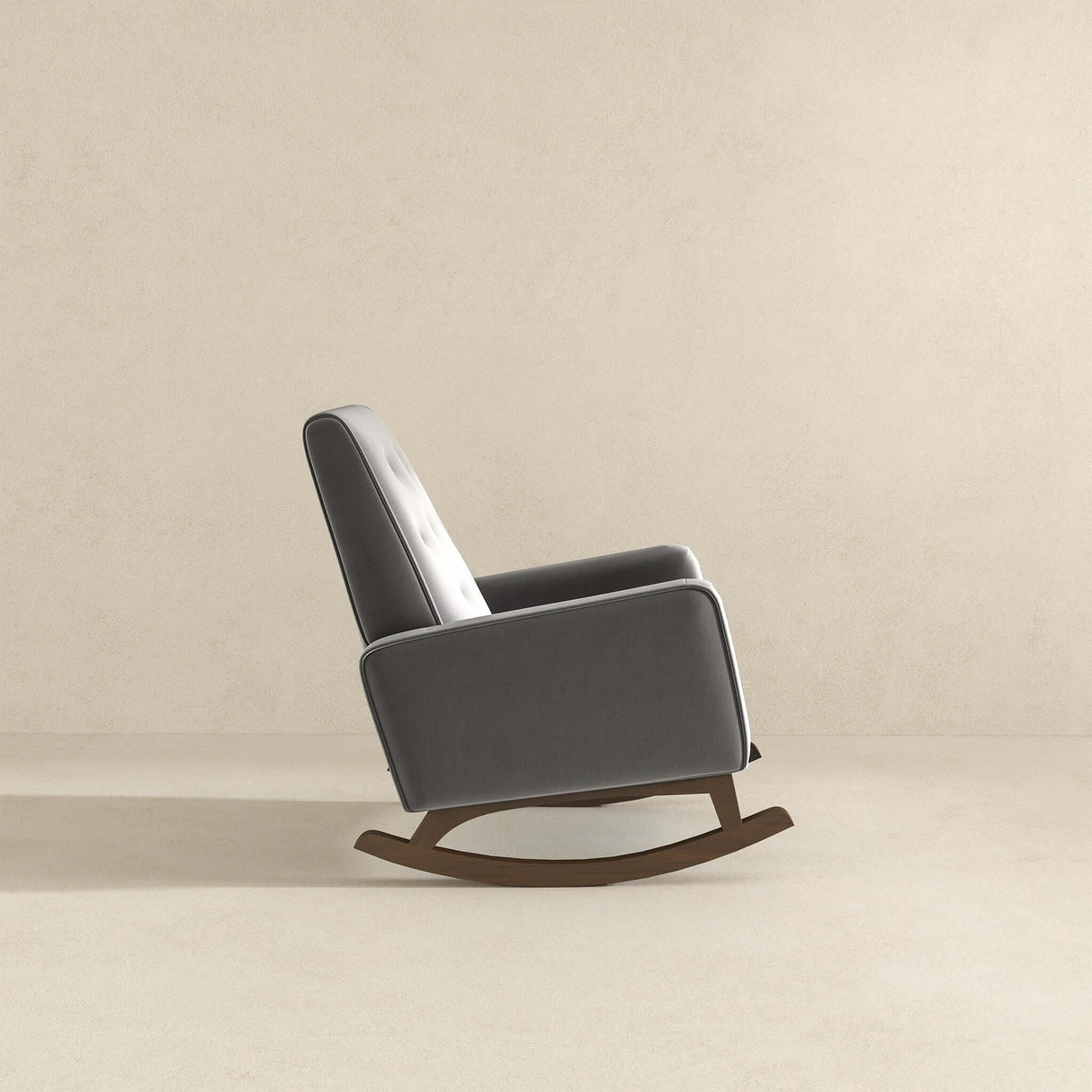 Demetrius Light Grey Fabric Solid Wood Rocking Chair by Ashcroft Furniture at Eve Furniture