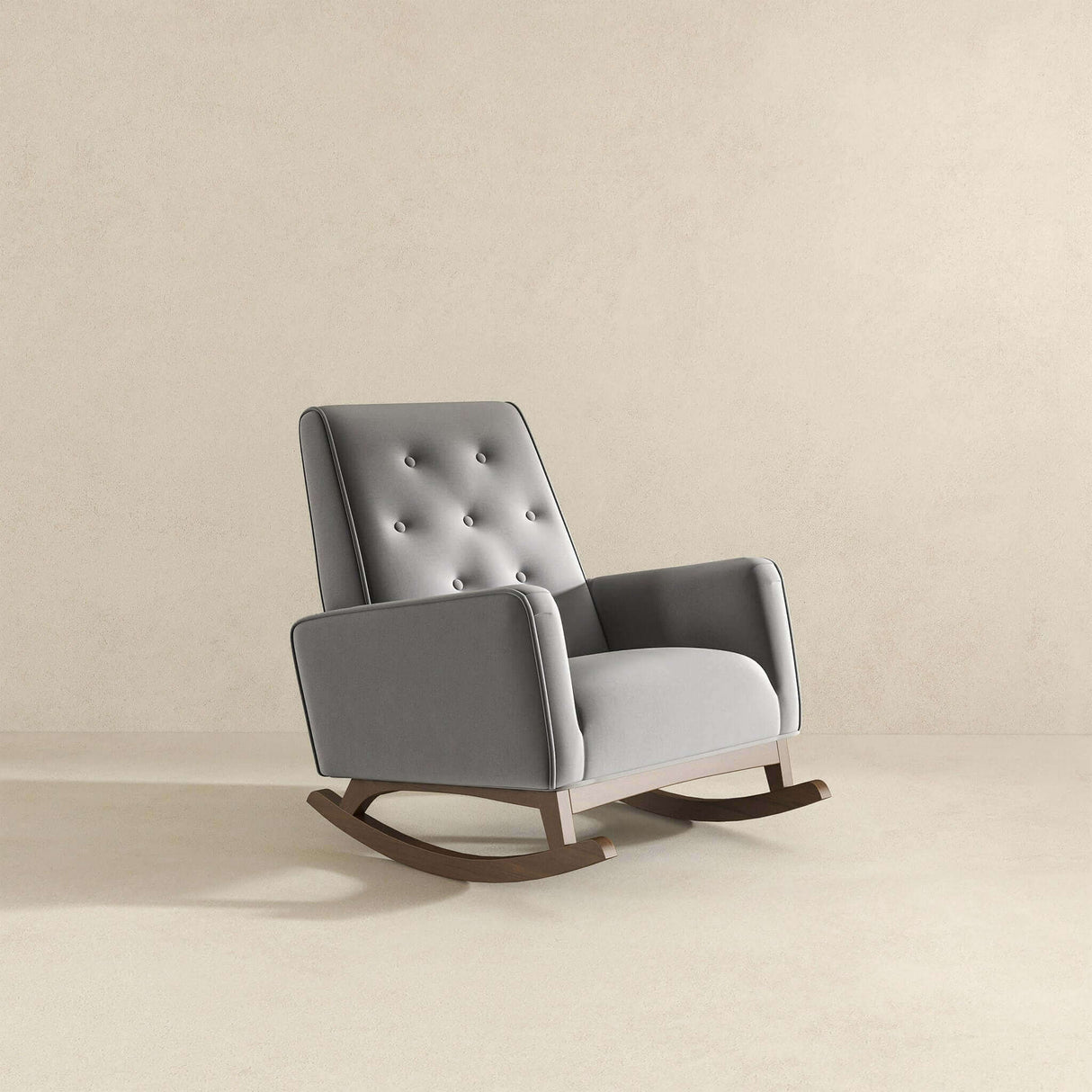 Demetrius Light Grey Fabric Solid Wood Rocking Chair by Ashcroft Furniture at Eve Furniture