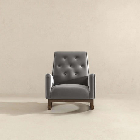 Demetrius Light Grey Fabric Solid Wood Rocking Chair by Ashcroft Furniture at Eve Furniture