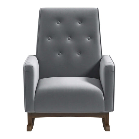 Demetrius Light Grey Fabric Solid Wood Rocking Chair by Ashcroft Furniture at Eve Furniture