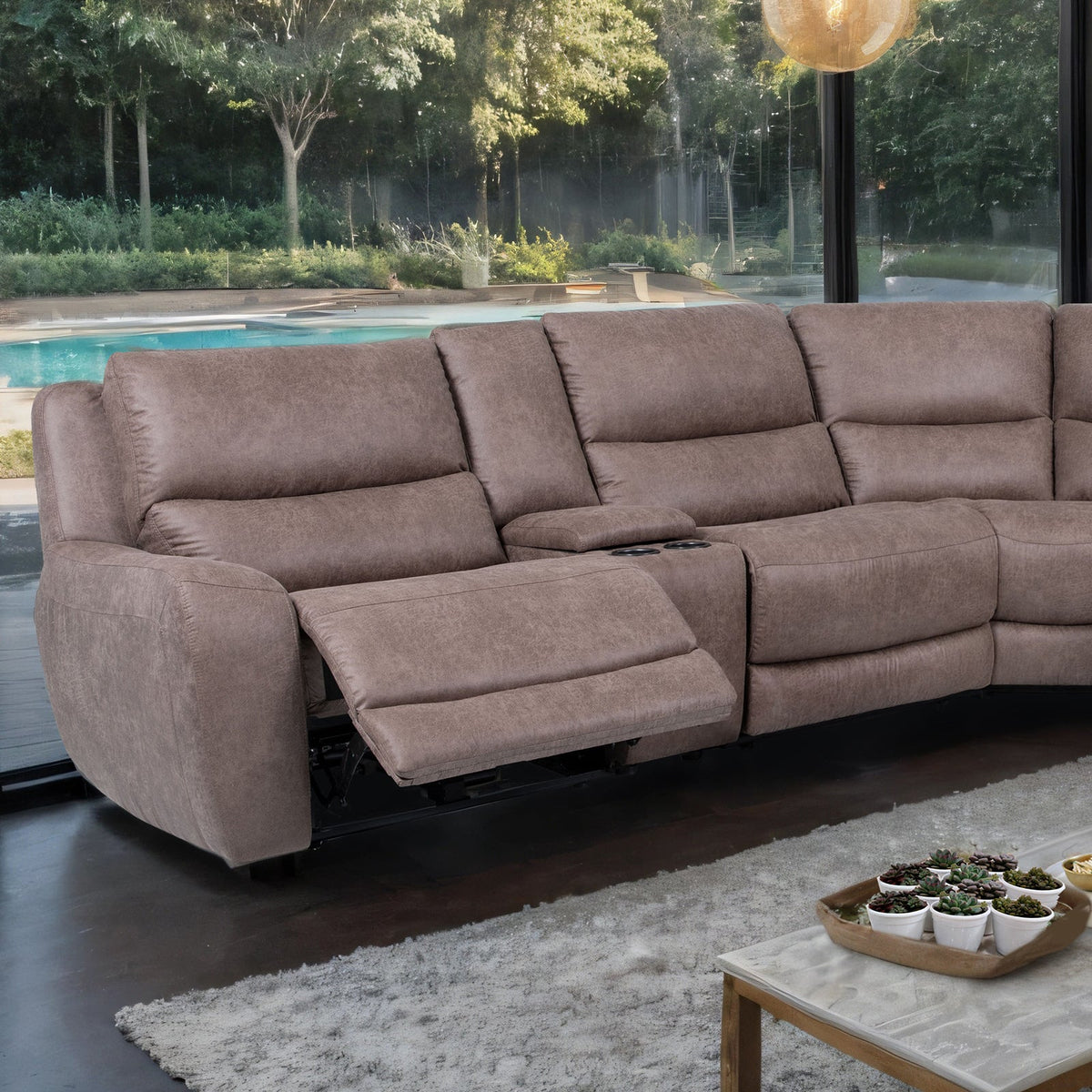 Demetrius Slate Brown Power Sectional by Furniture of America at Eve Furniture