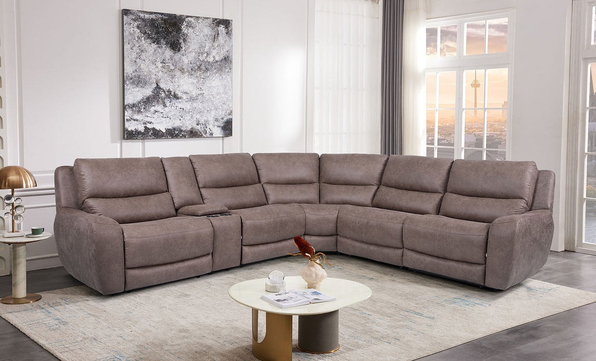 Demetrius Slate Brown Power Sectional by Furniture of America at Eve Furniture