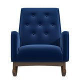 Demetrius Solid Wood Rocking Chair Blue Velvet