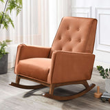 Demetrius Solid Wood Rocking Chair Orange Velvet